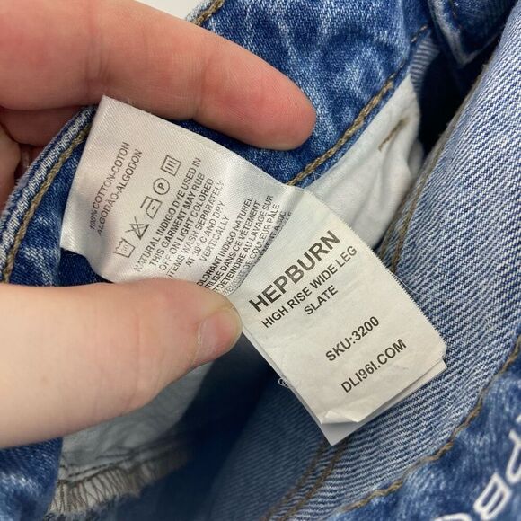 DL1961 Women's Blue Five Pocket Raw Hem High Rise Wide Leg Slate Jeans Size 25 - Picture 7 of 10